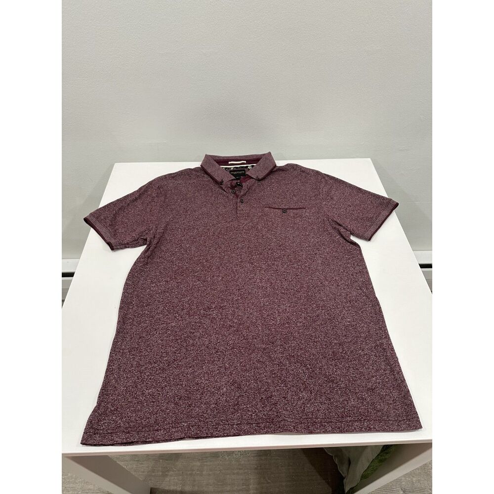 Denim & Flower Ricky Singh Men’s Large Burgundy Heather Polo Shirt Chest Pocket
